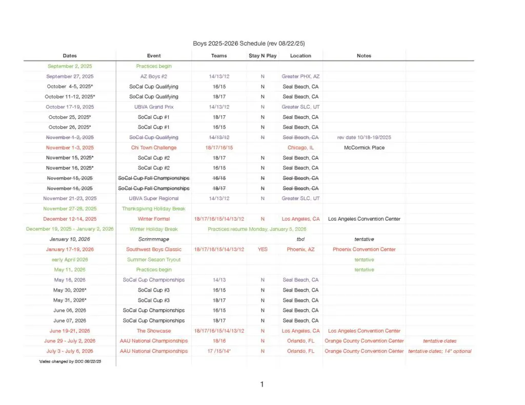Boys Tournament Schedule 25-26 Boys Tournament Schedule 25-26