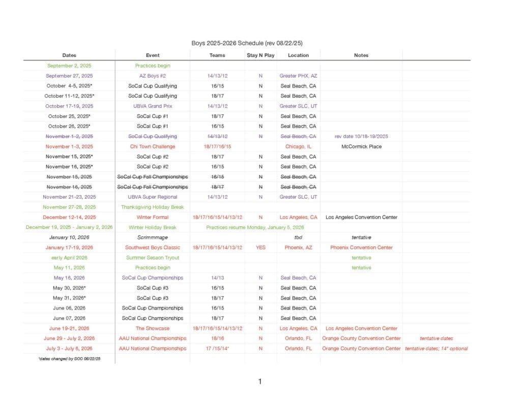 Boys Tournament Schedule 25-26